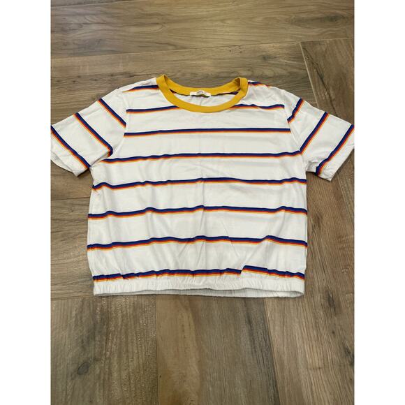 Vans Tops - VANS Crew Neck White with Multicolor Stripes, Elastic Waist T-Shirt Size Large